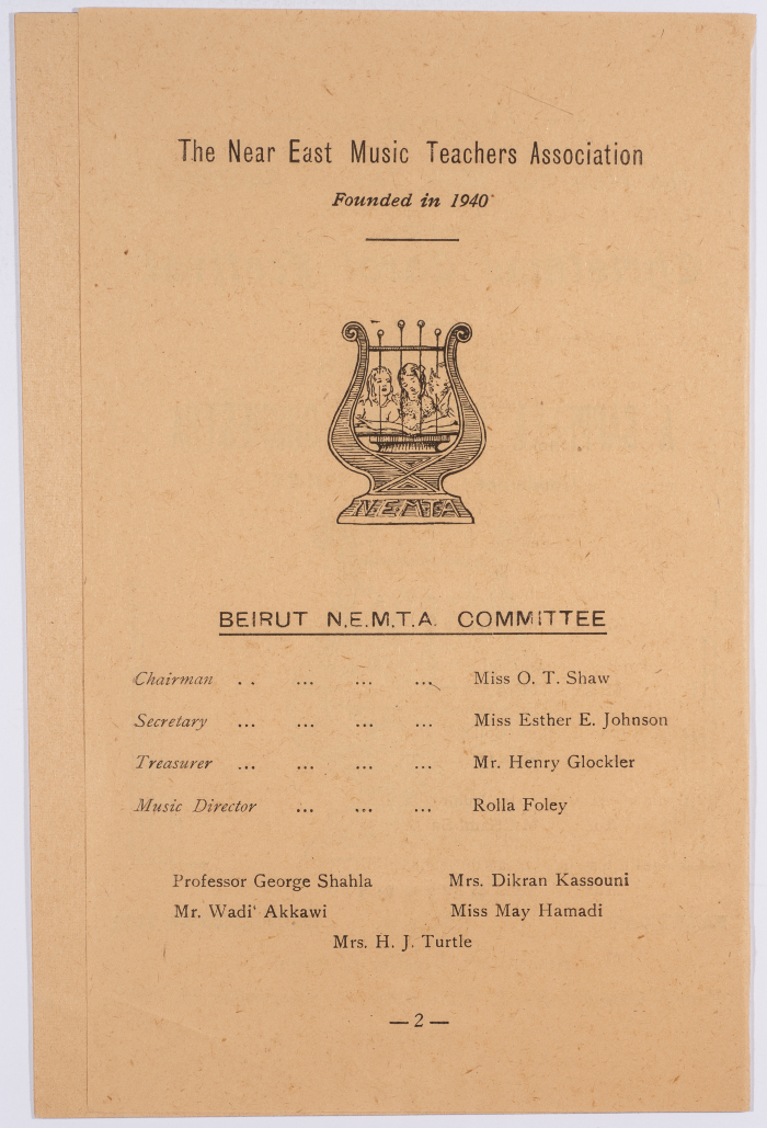 Program of the Christmas Festival in Beirut in 1944