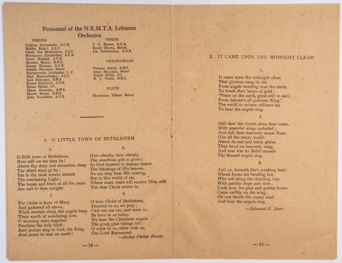 Program of the Christmas Festival in Beirut in 1944