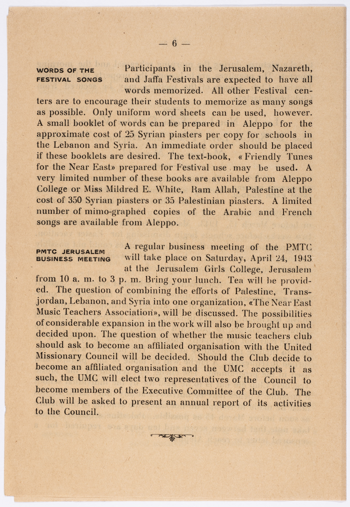 Program and calendar of the Children's Music Festival of 1943