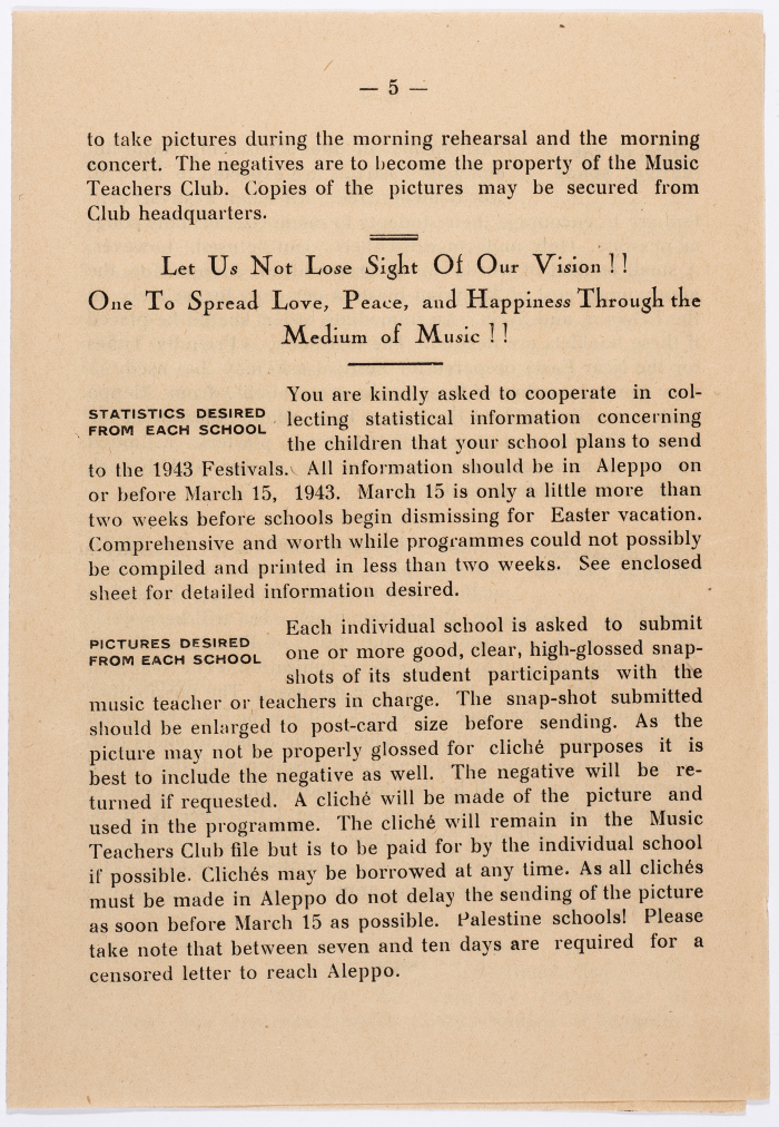 Program and calendar of the Children's Music Festival of 1943