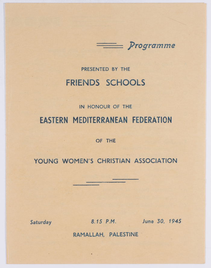 A musical show and dance for the Eastern Mediterranean Union of the Young Christian Women's Association