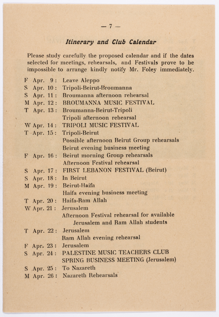 Program and calendar of the Children's Music Festival of 1943