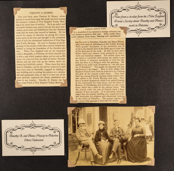 A collection that tells the story of Timothy and Anna Hessie with the Friends School in Ramallah