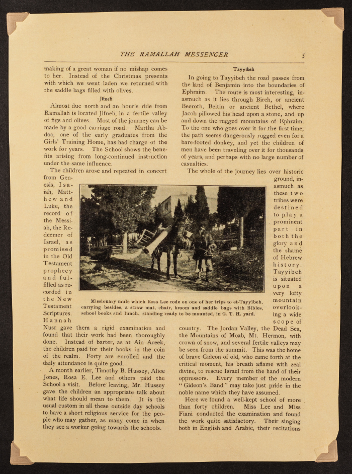 A collection that tells the story of Timothy and Anna Hessie with the Friends School in Ramallah