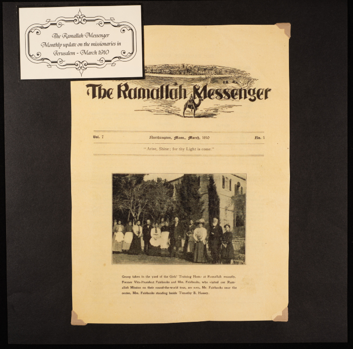 A collection that tells the story of Timothy and Anna Hessie with the Friends School in Ramallah