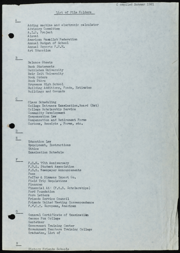وثيقة بقائمة من الملفات