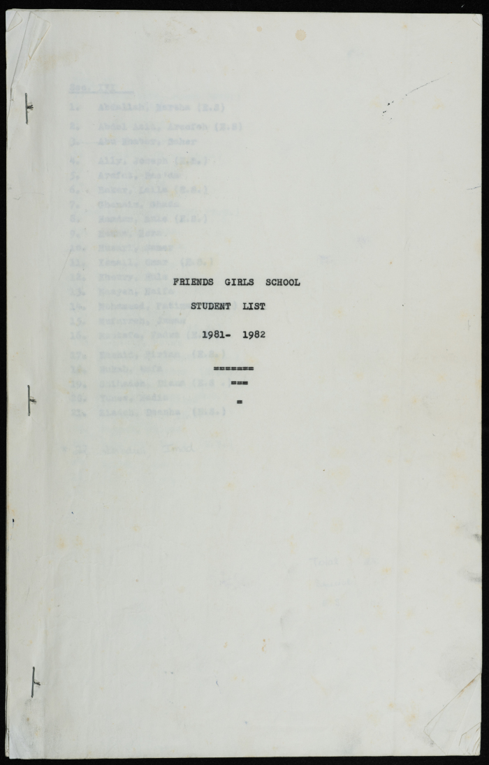List of students of the Friends School for Girls
