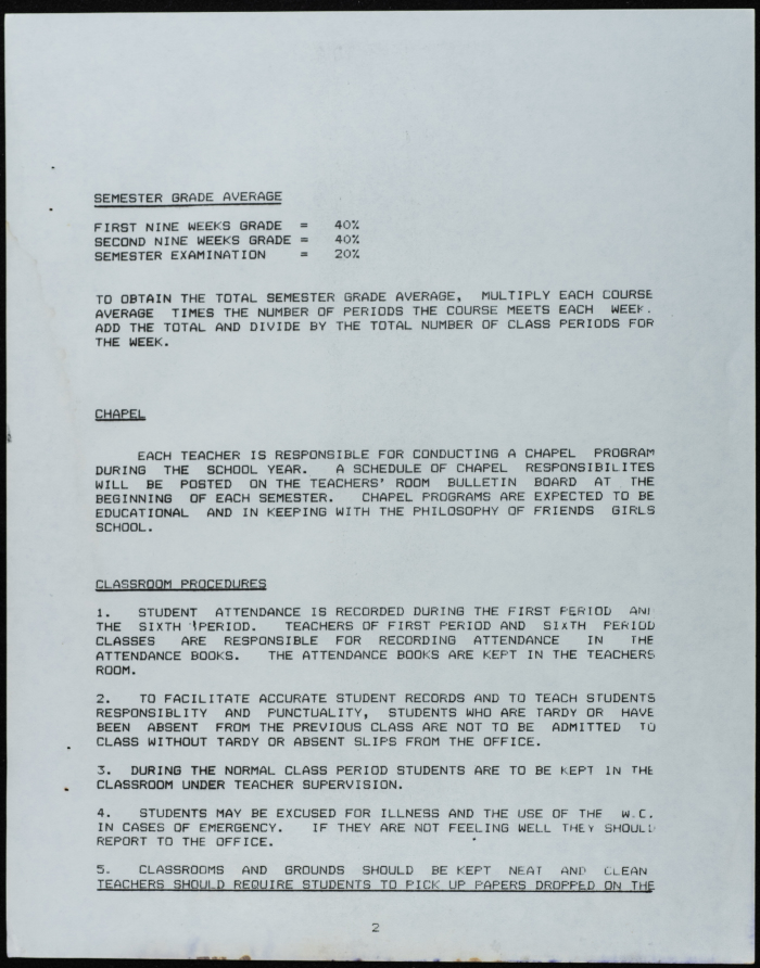 A booklet about the Friends School for Girls