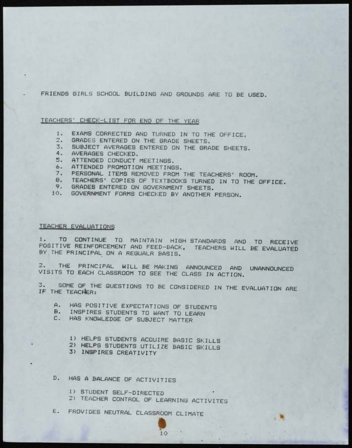 A booklet about the Friends School for Girls