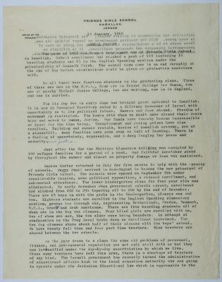 التقرير السنوي لمدرسة الفرندز للبنات للعام 1968