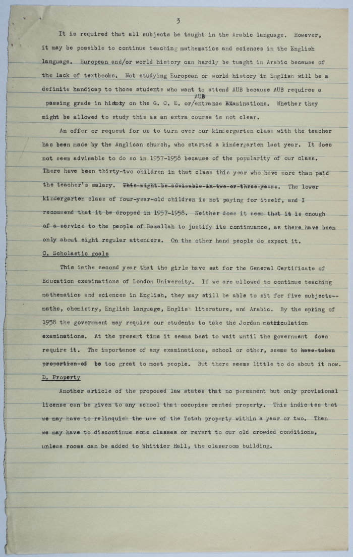 A document discussing the status of the staff at the Friends schools under the new Education Act 1957-1958