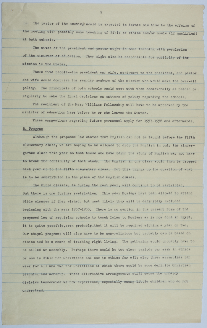A document discussing the status of the staff at the Friends schools under the new Education Act 1957-1958