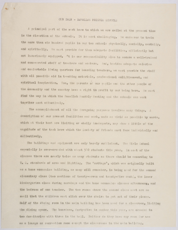 وثيقة توضح مهمة مدرسة الفرندز