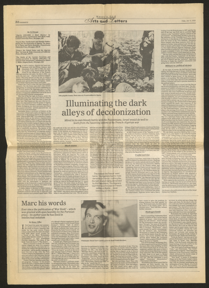 A Newspaper Clipping from Ha'aretz Week's End