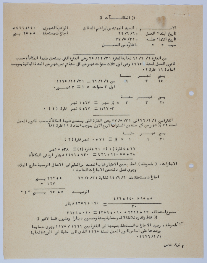 A Letter Detailing the Remuneration and Benefits of Ibrahim ad-Daqqaq