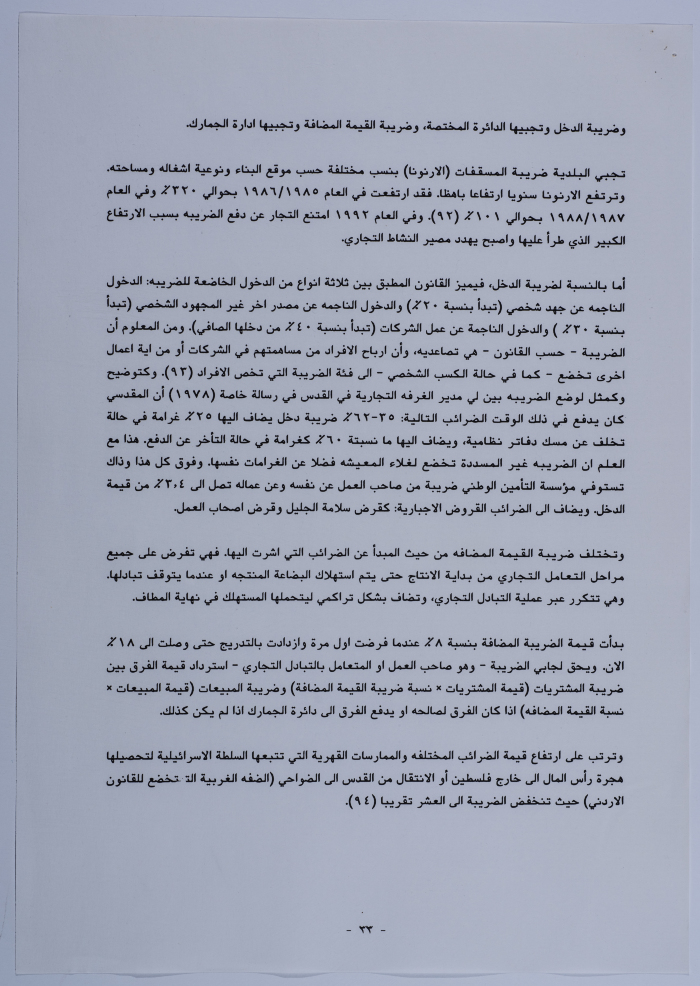 Part of a Research Paper on the Economy of Al-Quds
