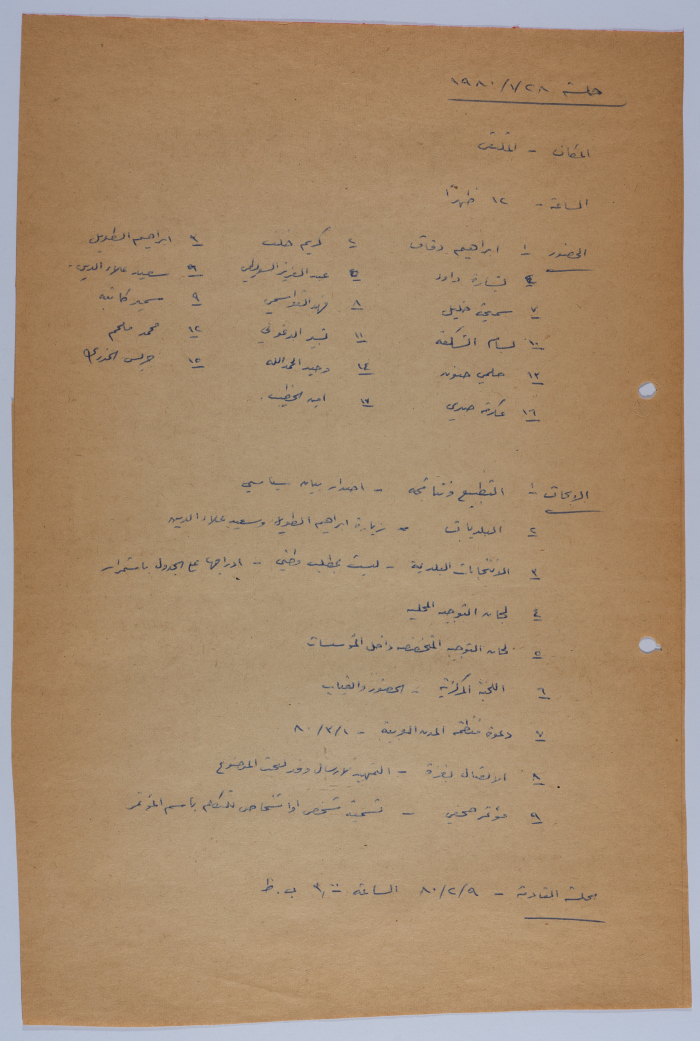 The National Guidance Committee, Minutes of a Meeting, 1980