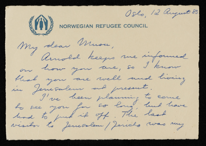 An Envelope Issued by the Norwegian Refugee Council to Musa al-Alami  