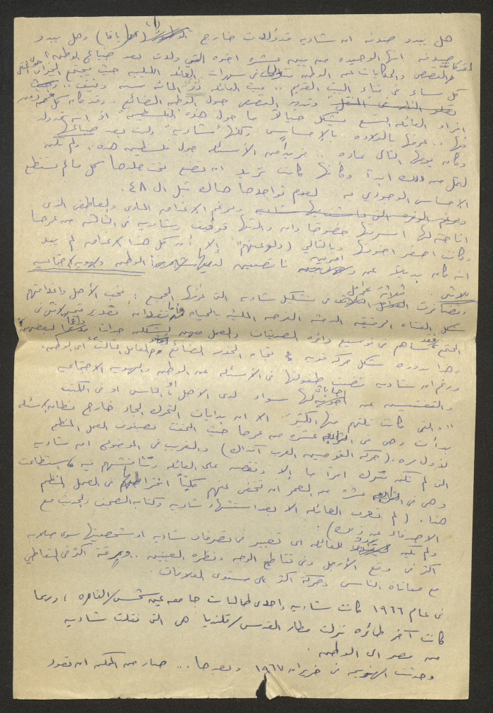 A Letter from Ilham Abu Ghazaleh to Majida al-Maṣry