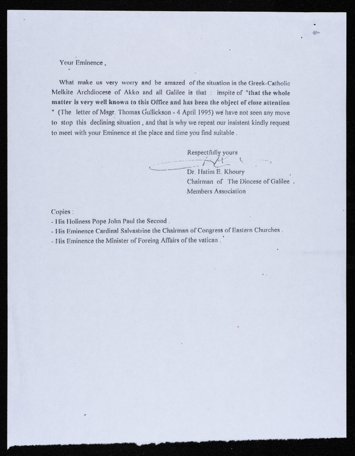 A Letter to Mgr Andrea Cordero Lanza Di Montezemolo
