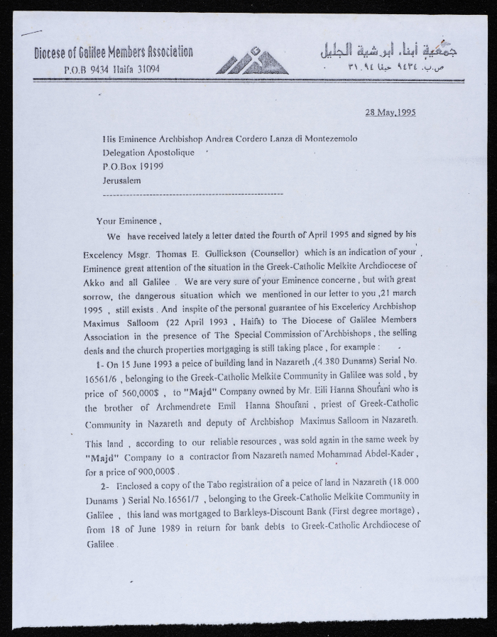 A Letter to Mgr Andrea Cordero Lanza Di Montezemolo
