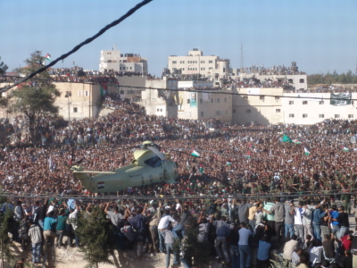 A photograph of the funeral of Late Palestinian President Yassir Arafat in Ramallah