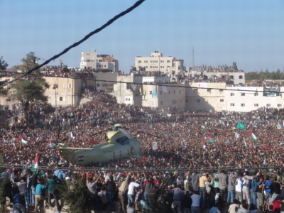 A photograph of the funeral of Late Palestinian President Yassir Arafat in Ramallah
