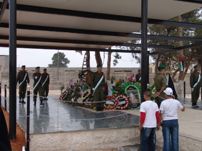 A photograph of the funeral of Late Palestinian President Yassir Arafat in Ramallah