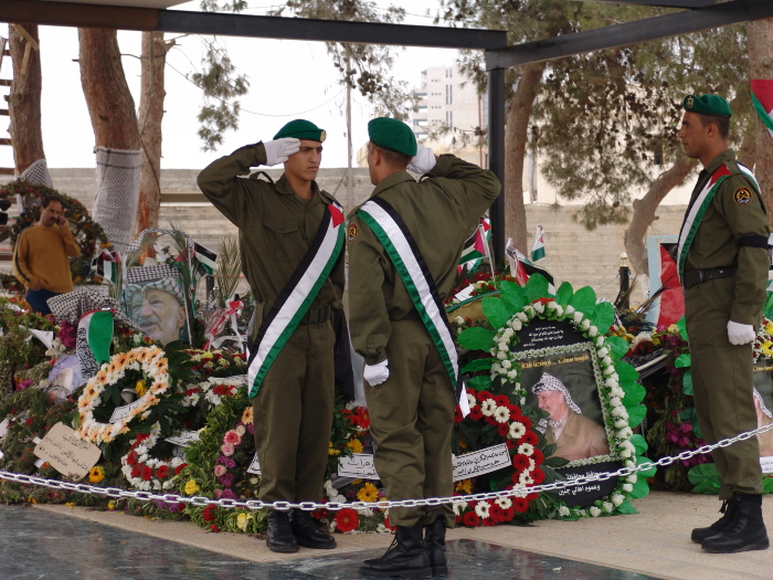 A photograph of the funeral of Late Palestinian President Yassir Arafat in Ramallah
