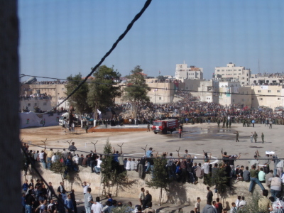A photograph of the funeral of Late Palestinian President Yassir Arafat in Ramallah