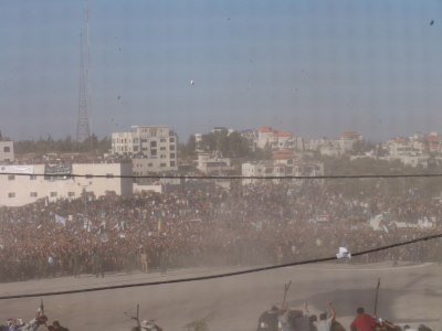 A photograph of the funeral of Late Palestinian President Yassir Arafat in Ramallah