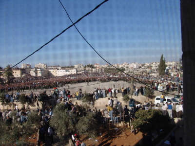A photograph of the funeral of Late Palestinian President Yassir Arafat in Ramallah