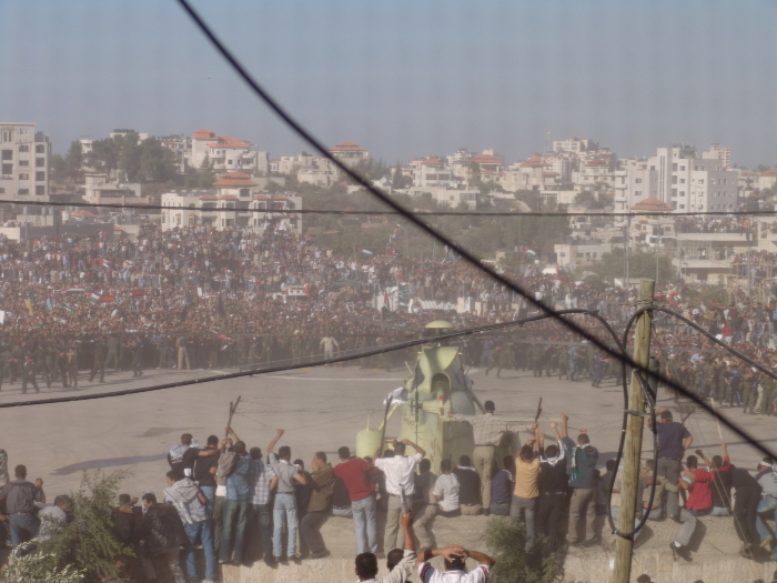 A photograph of the funeral of Late Palestinian President Yassir Arafat in Ramallah