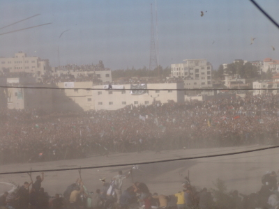 A photograph of the funeral of Late Palestinian President Yassir Arafat in Ramallah