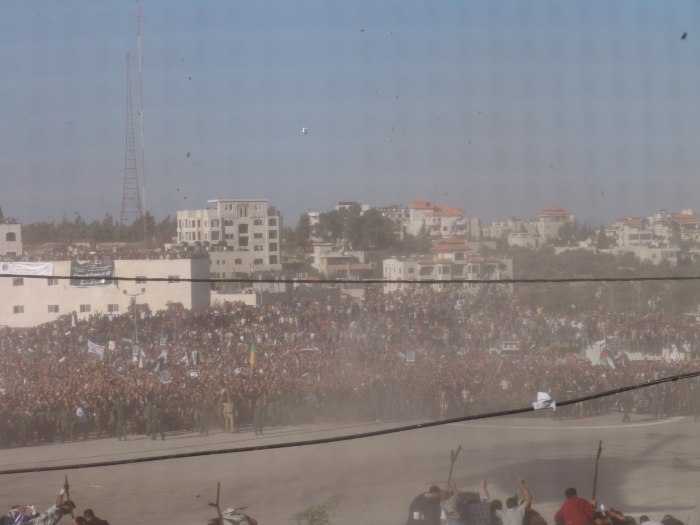 A photograph of the funeral of Late Palestinian President Yassir Arafat in Ramallah