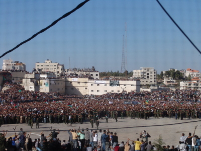 A photograph of the funeral of Late Palestinian President Yassir Arafat in Ramallah