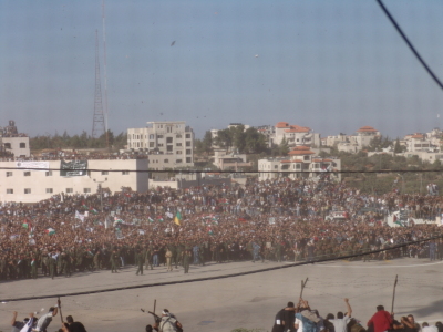 A photograph of the funeral of Late Palestinian President Yassir Arafat in Ramallah