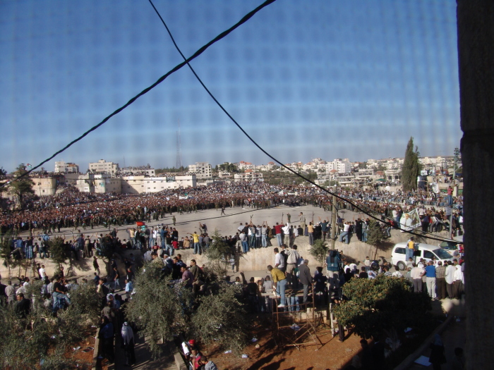 A photograph of the funeral of Late Palestinian President Yassir Arafat in Ramallah