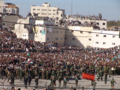 A photograph of the funeral of Late Palestinian President Yassir Arafat in Ramallah