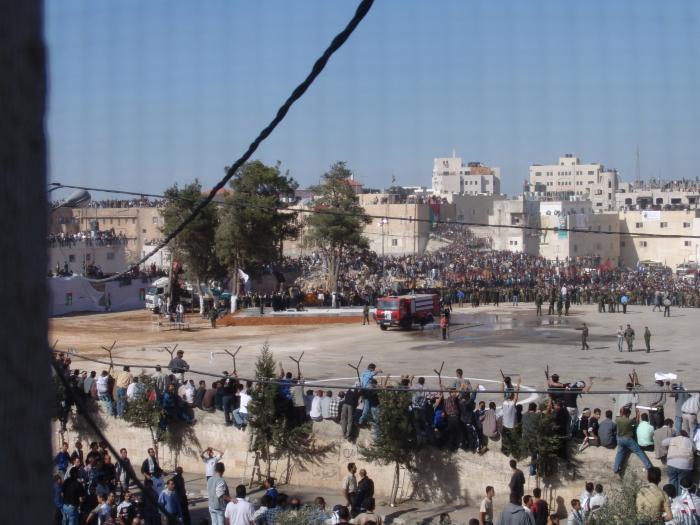 A photograph of the funeral of Late Palestinian President Yassir Arafat in Ramallah