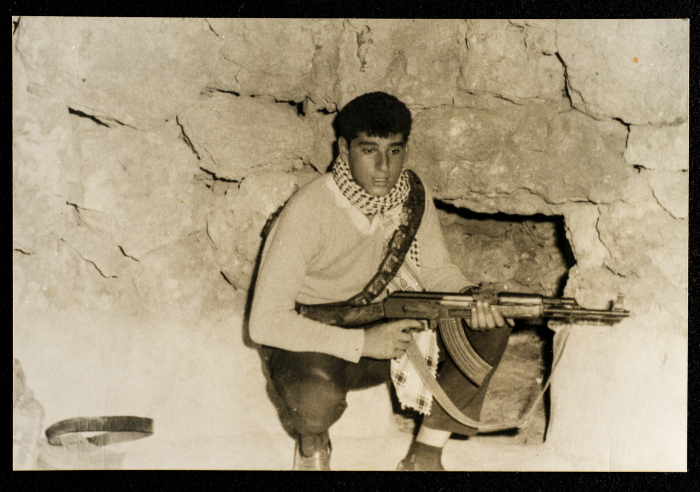 Mawran al-Khatib Practising Gun Shooting on the Mountains of Hebron 