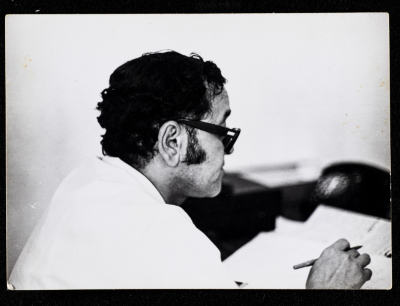 A Photograph of Mohammad Batrawy at Al-Fajer Newspaper in Al-Quds, 1976
