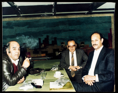 Khalil al-Sawahry, Mohammad Batrawi, and Rashad abu Shawer in Amman, 1986
