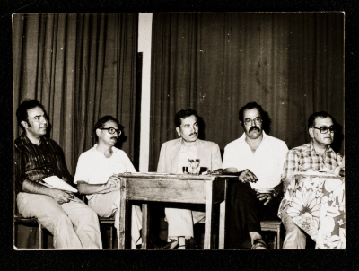 A Photograph of the Judges of the First Literature Festival in the Occupied Territories, Mohammad Batrawi