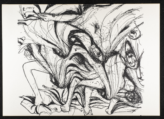 "Women Waiting", an Ink Sketch by Artists ʿabde ʿabed, 1973
