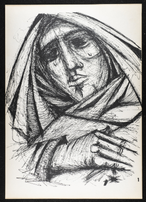 "The Weeper", an Ink Sketch by Artists ʿabde ʿabed, 1973