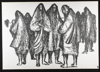 "Where To?", a Lithography Sketch by Artists ʿabde ʿabed, 1973