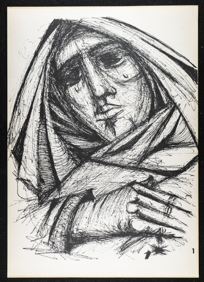 "The Weeper", an Ink Sketch by Artists ʿabde ʿabed, 1973
