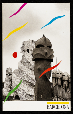 A Post Card Featuring a Glimpse of the Casa Milà Building in Barcelona as Found in the Collection of Mohammad Batrawi
