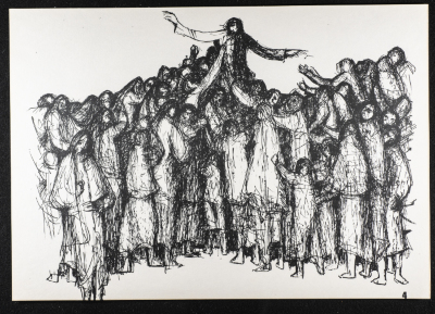 "The Rise of the New Christ", a Lithography Sketch by Artists ʿabde ʿabed, 1973